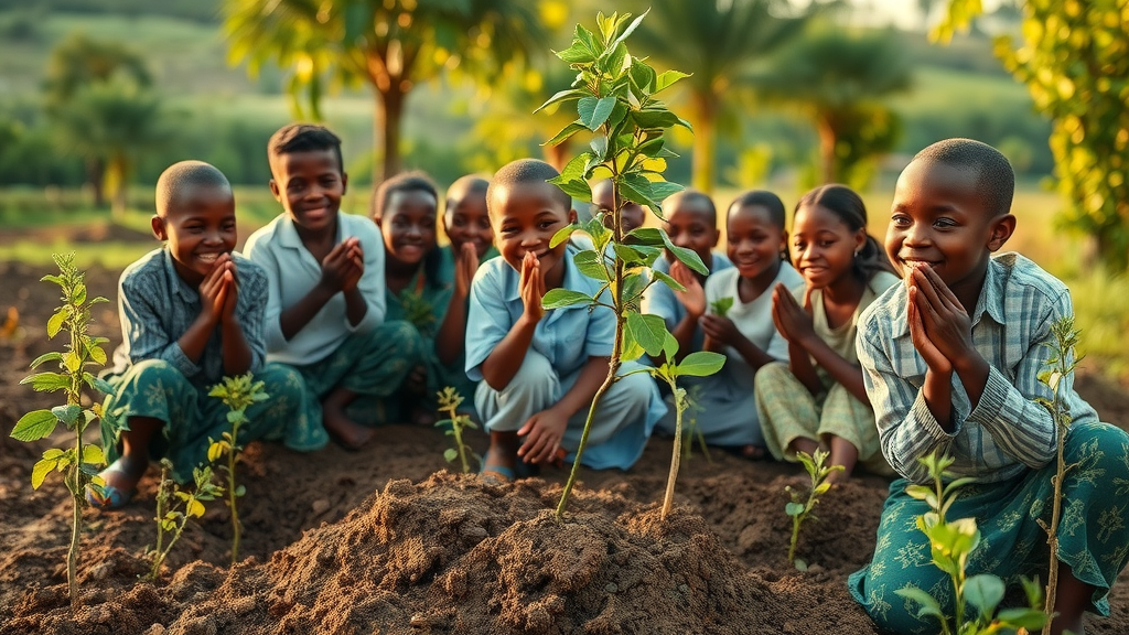 Hopeful African community planting trees near new clean cookstoves - clean cooking technology is saving lives and fuel in african communities—here’s how.